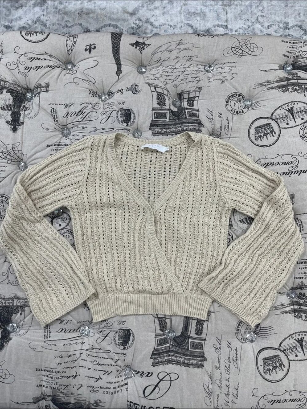 💥 ASTR  Crochet-Style V-Neck Sweater